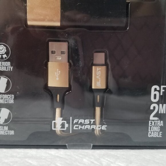 Blast Wall Charger 3.1A + USB Type C Charge + Sync Data Cable Brand New 6 FT - Picture 8 of 15